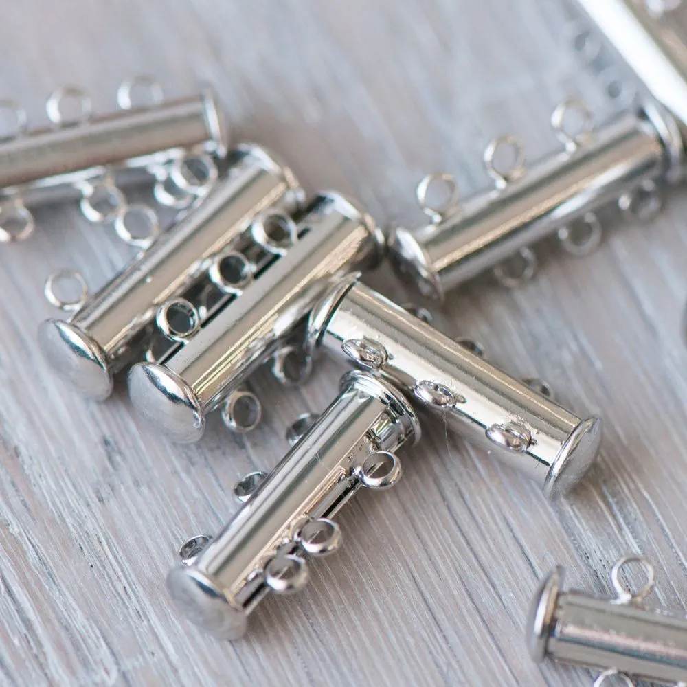 застежка "слайдер" многорядная, цвет платина, 21x10x6.5 мм