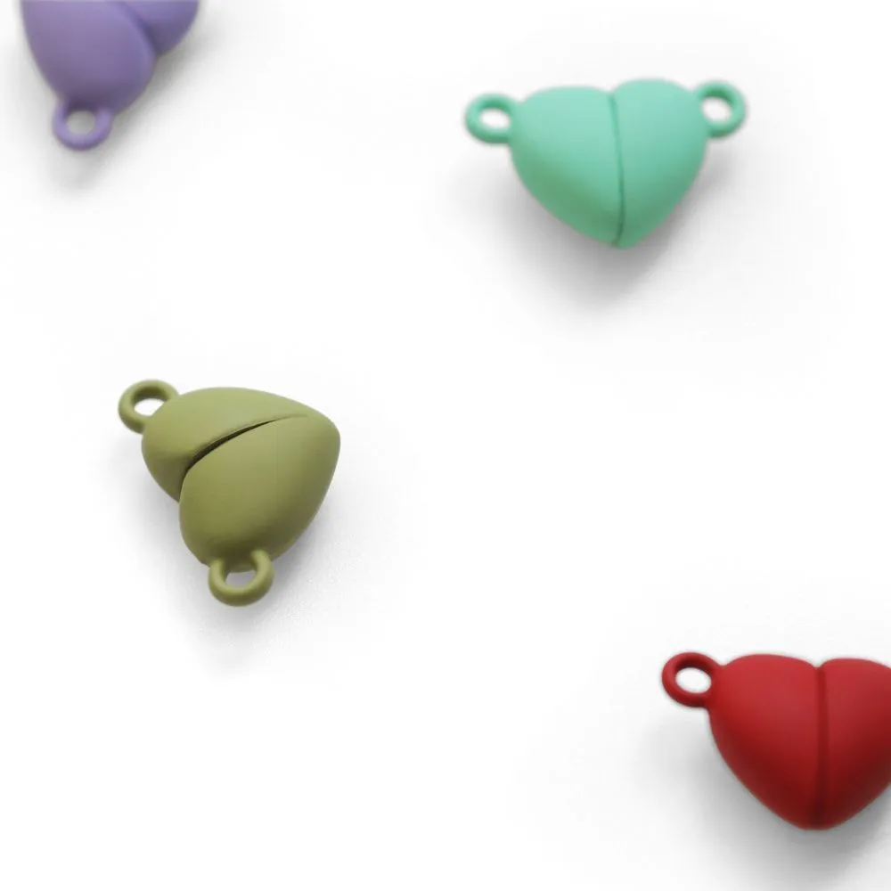 Замочки застежка магнитная "сердце", окрашенная, цветовой микс, 10.5x16x7 мм