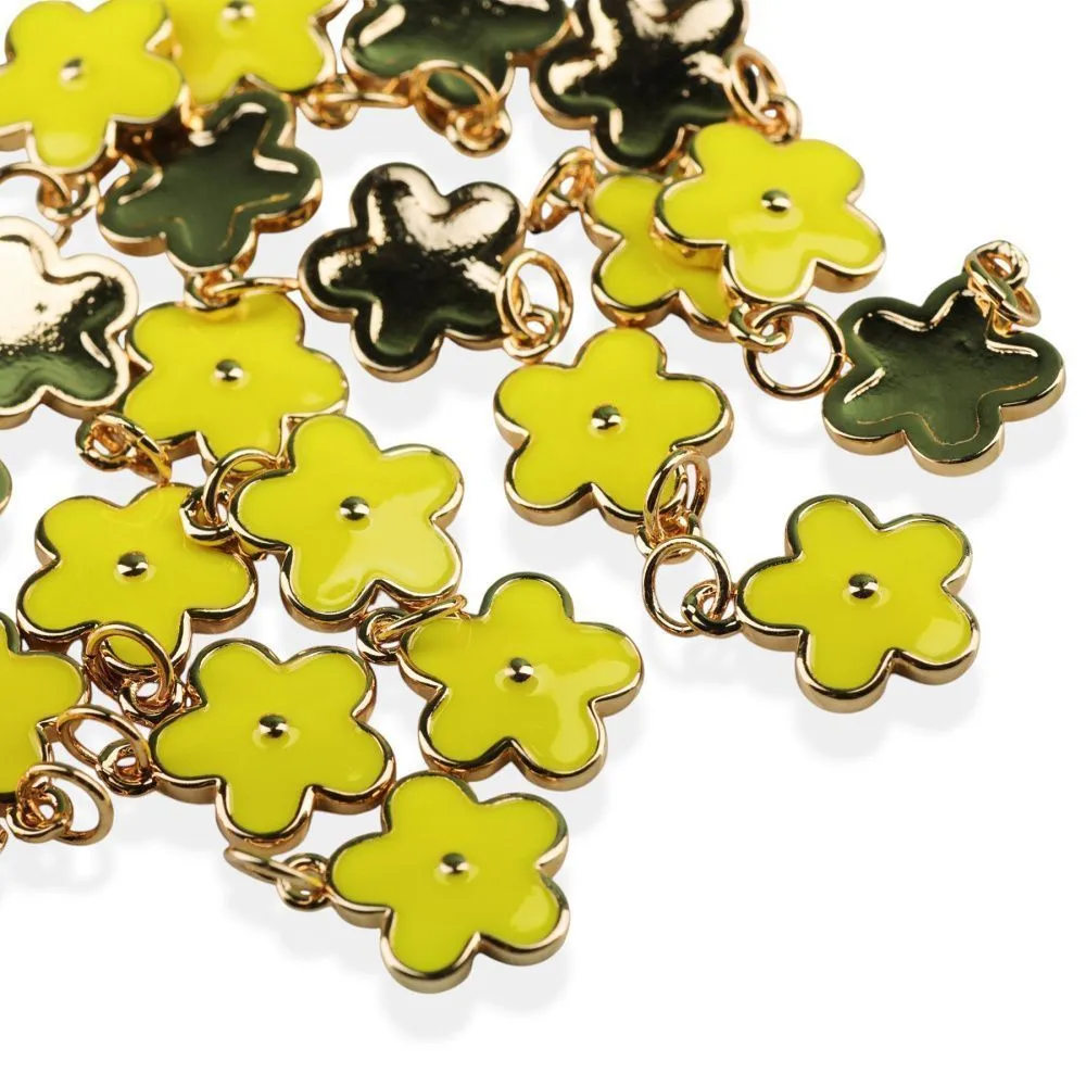 подвеска металл "незабудка", позолота/лимонный, 14.5x12x1.3 мм