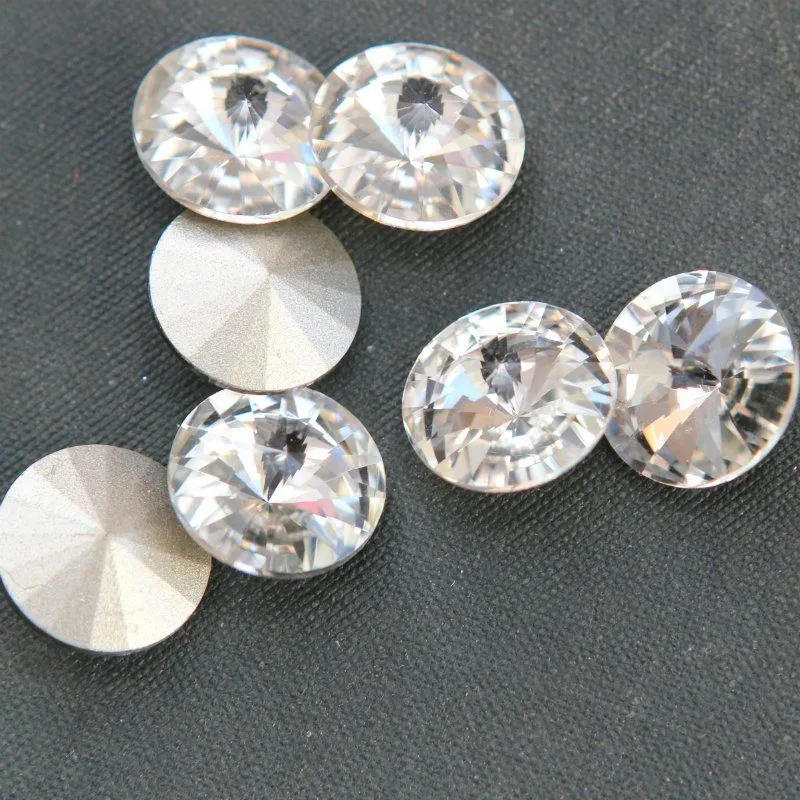 кабошон стекло риволи, цвет прозрачный, 14х7 мм