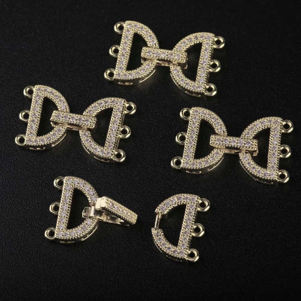 замок для украшений "арко", позолота/циркон, 24 мм