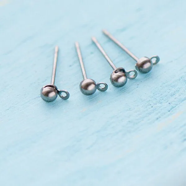 пуссеты "шарик", цвет черный, 12х3 мм