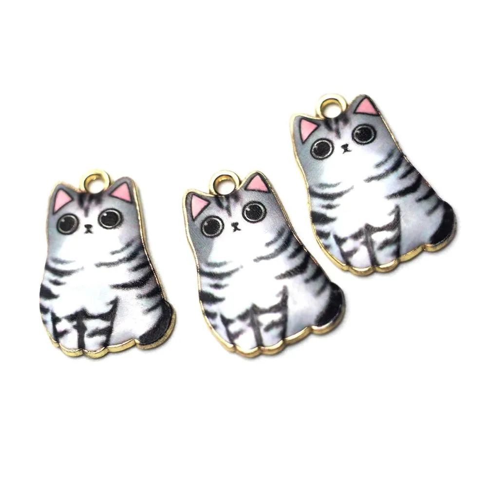 подвеска металлическая "барсик", эмаль, цвет серый, 25x16x3 мм