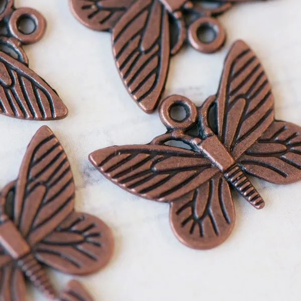 подвеска металлическая "бабочка", цвет красная медь, 16х22х2 мм