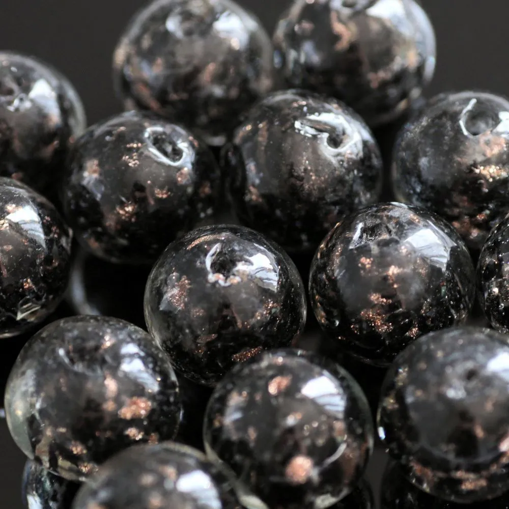 бусина, лэмпворк "росинки", стекло, цвет черный, 20x19 мм