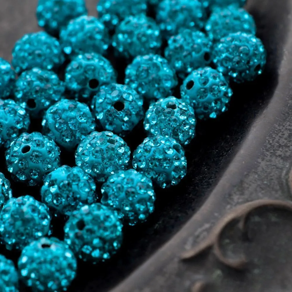 бусина "шамбала" 10, цвет бирюзовый, 10 мм