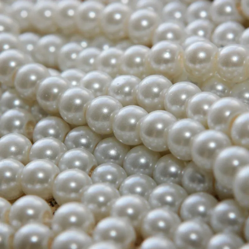 бусина, имитация жемчуга, стекло 8, цвет сливочный, 8 мм