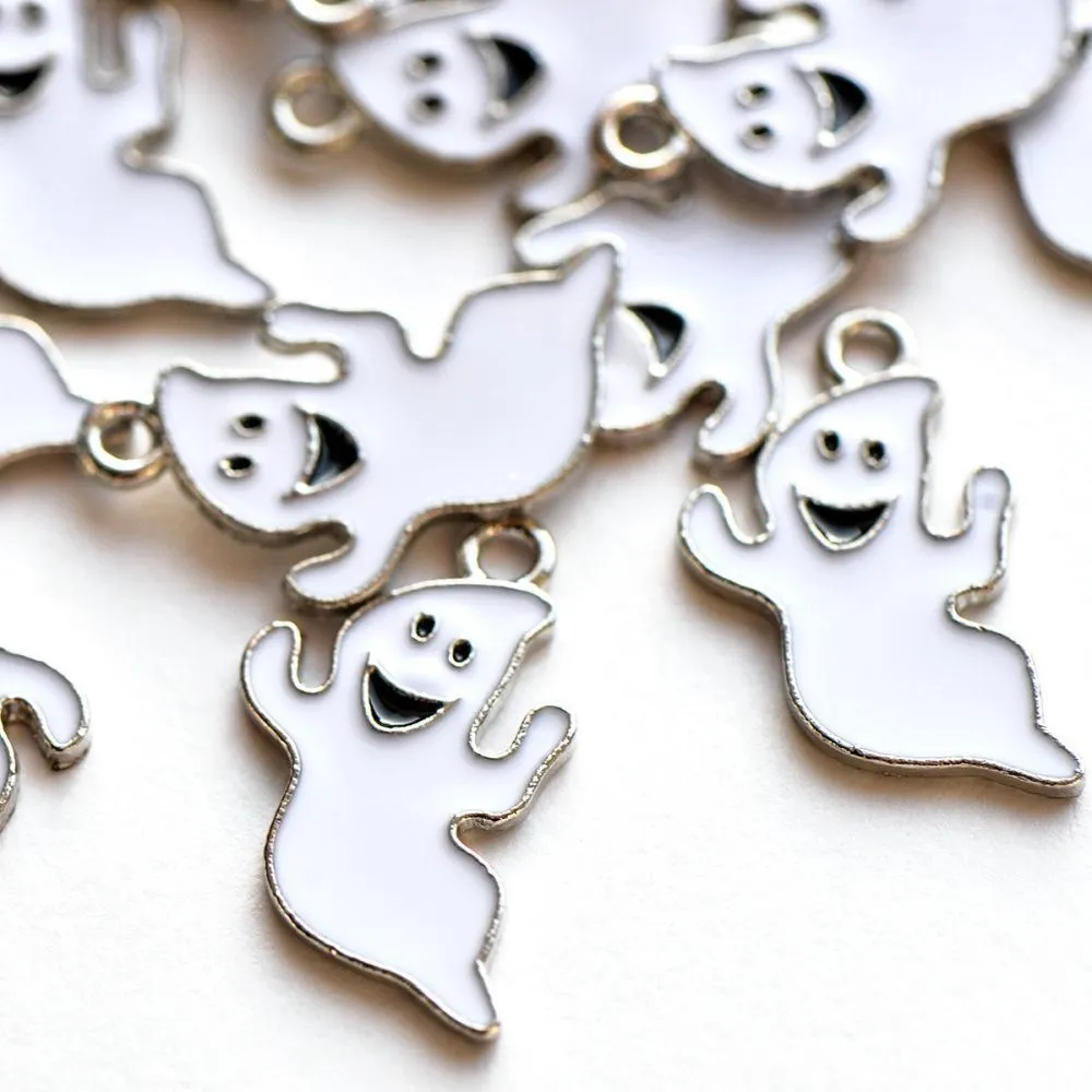 подвеска металлическая "ghost", эмаль, цвет белый, 23x14x1 мм