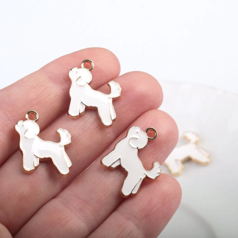 подвеска металл "болонка", эмаль, цвет белый, 17x20 мм