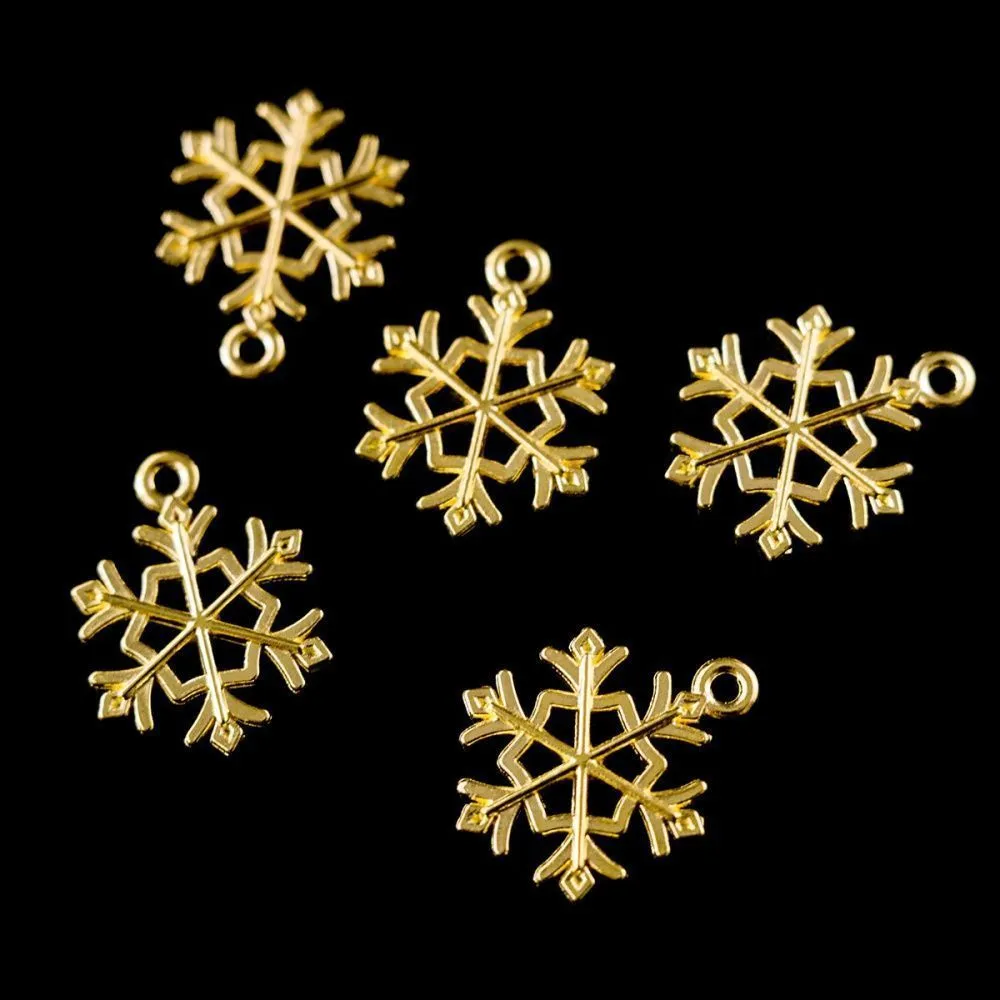 подвеска металлическая "снежинка новогодняя", цвет золото, 21x16x2 мм