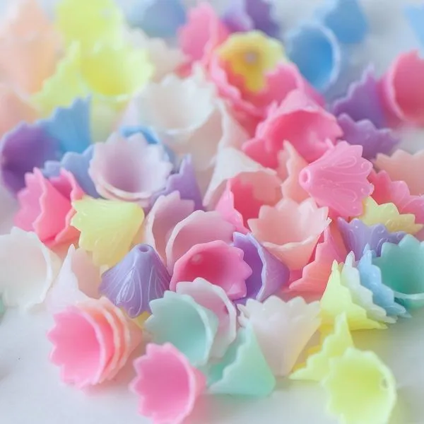 колпачок для бусин "марушин", акрил, цветовой микс, 15x10 мм