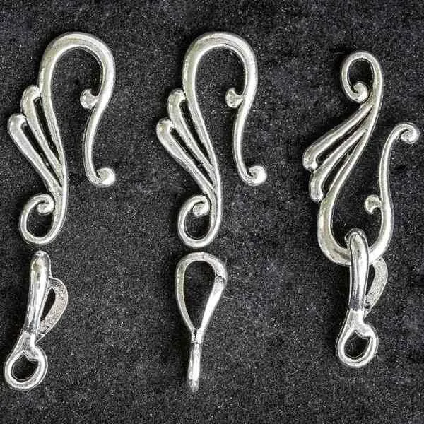 Замочки тоггл "скролл", цвет античное серебро, 25x12x16 мм