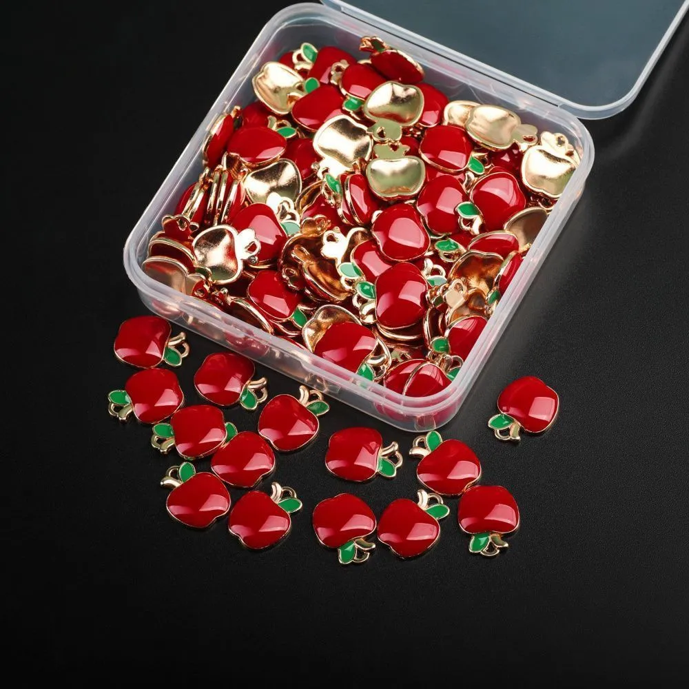 подвеска металл "яблочко", эмаль, цвет красный, 15x12x3 мм