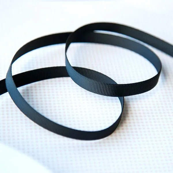 лента репсовая, цвет черный, ширина 9.5 мм ленты