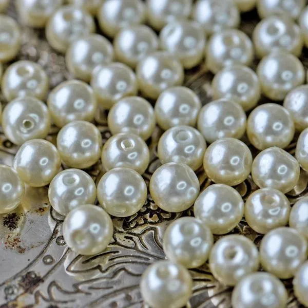 бусина, имитация жемчуга, стекло 8, цвет сливочный, 8 мм