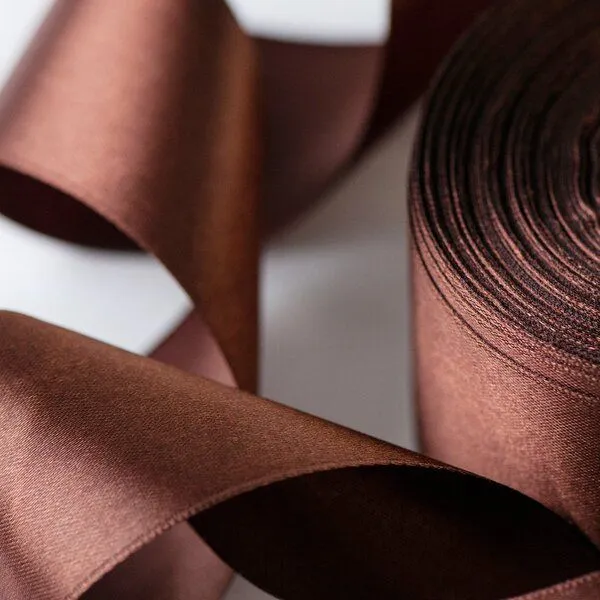 лента, атлас, цвет кофейный, ширина 50 мм ленты