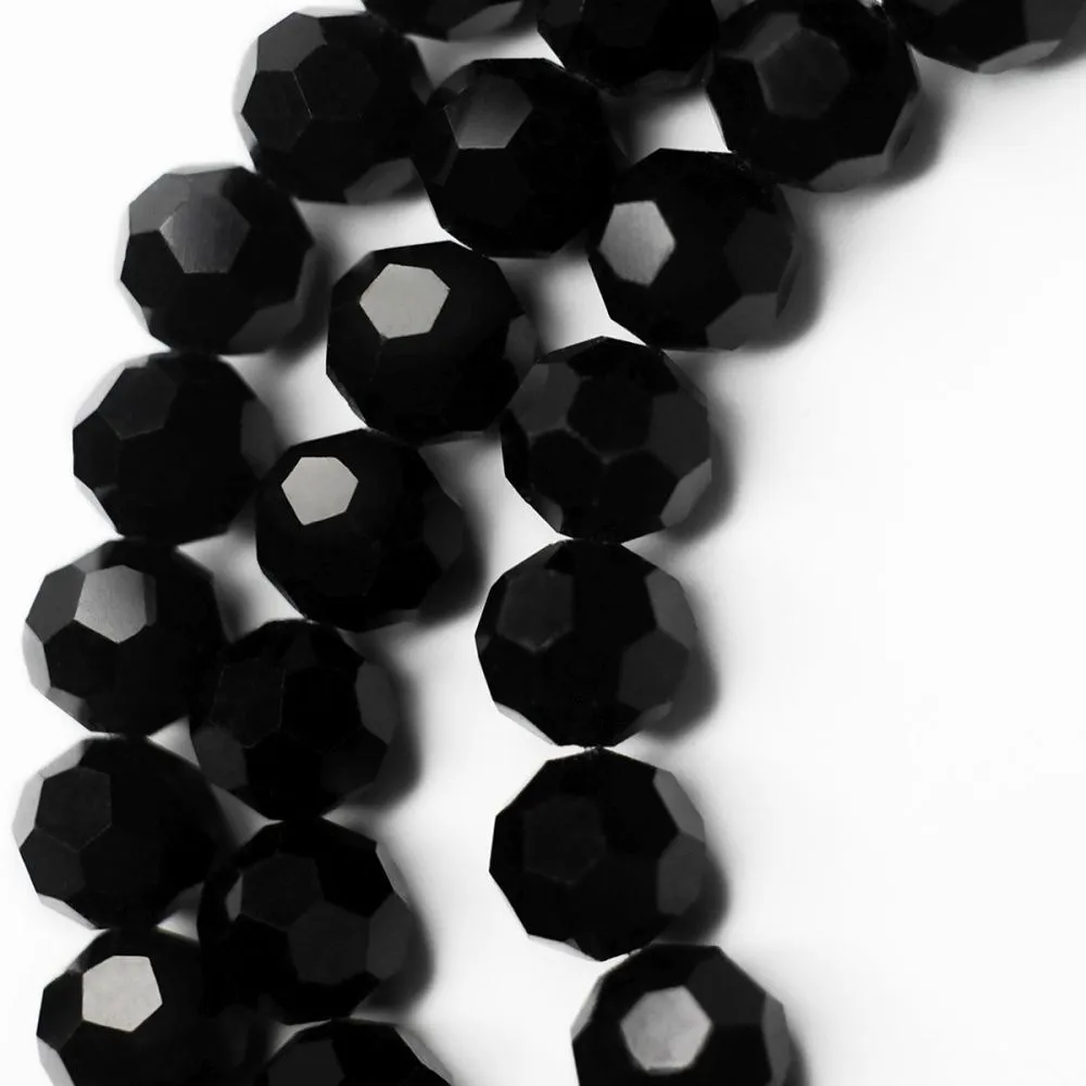бусина, стекло 10, граненая, цвет черный, 10 мм