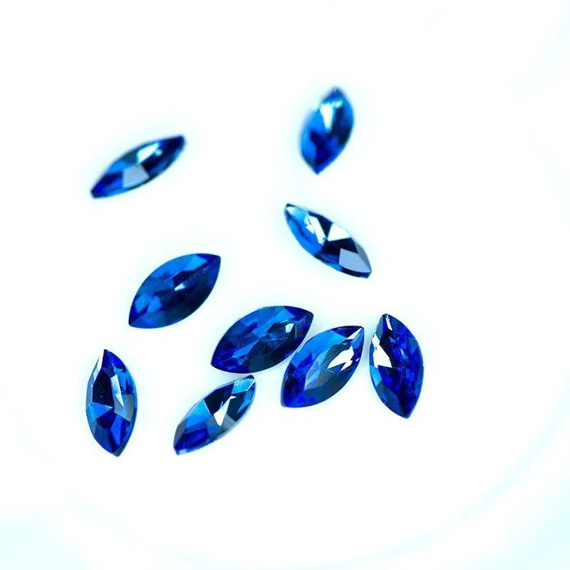 кабошон стекло кристалл, navette, цвет lt.sapphire, 12х6 мм