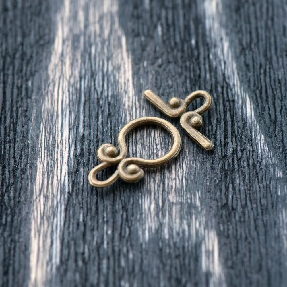 Замочки тоггл "росток", цвет античная бронза, 11.5x20x3 - 9x18x3 мм