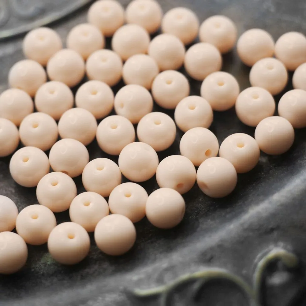 бусина, стекло 8, цвет персиковый, 8 мм