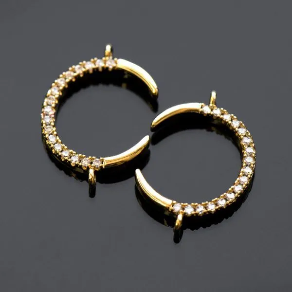 коннектор "полумесяц", цирконий, позолота, 21.5x15x2 мм