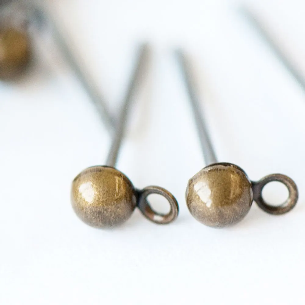 пуссеты "шарик", цвет античная бронза, 12х3 мм