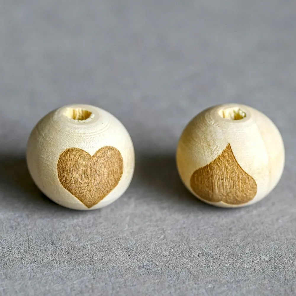 бусина дерево 18, цвет натуральный с принтом, 18х16 мм