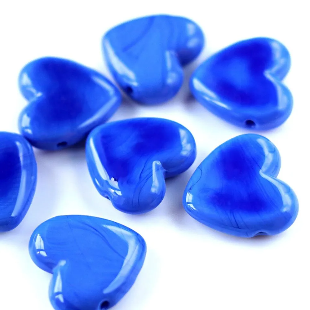 бусина, лэмпворк "сердце", стекло, цвет васильковый, 20x20x7 мм