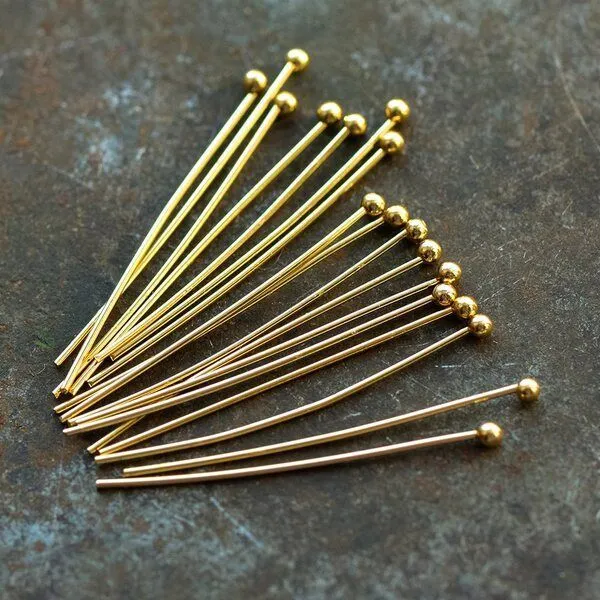 пины с шариком, позолота, 30x0.8 мм