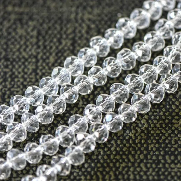 бусина, стекло абакус 6, граненая, цвет прозрачный, 6х4 мм