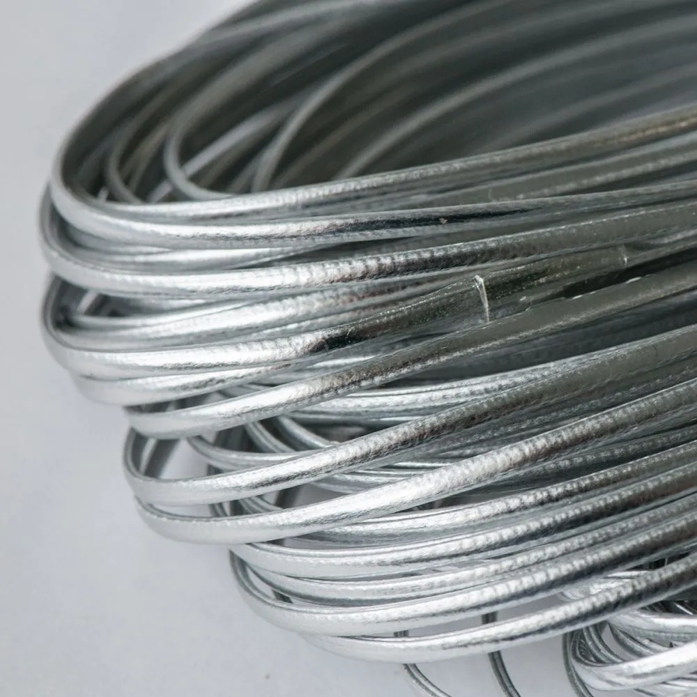 шнур, имитация кожи, плоский, цвет серебристый, 2х1 мм