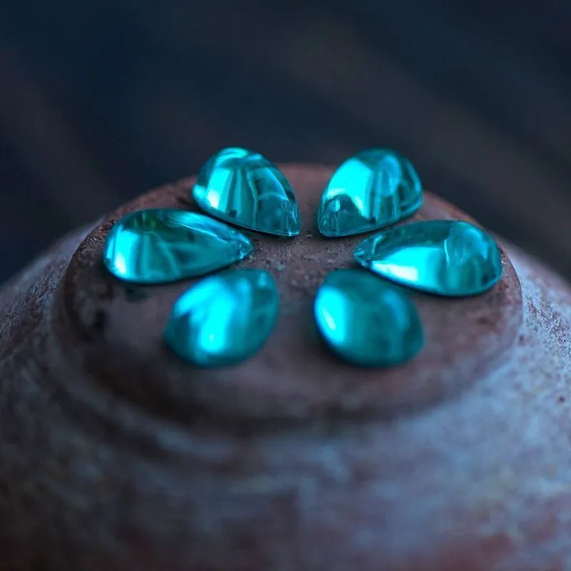 стразы пришивные "капля", акрил, цвет аквамарин, 15х9х6 мм