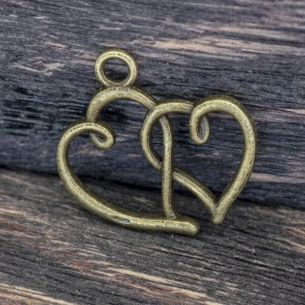 подвеска металлическая "валентинка", цвет античная бронза, 20x19x2 мм