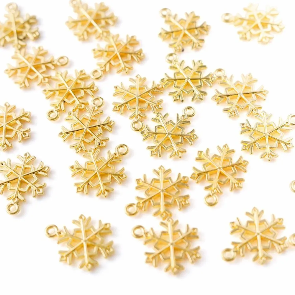 подвеска металлическая "снежинка новогодняя", цвет золото, 21x16x2 мм