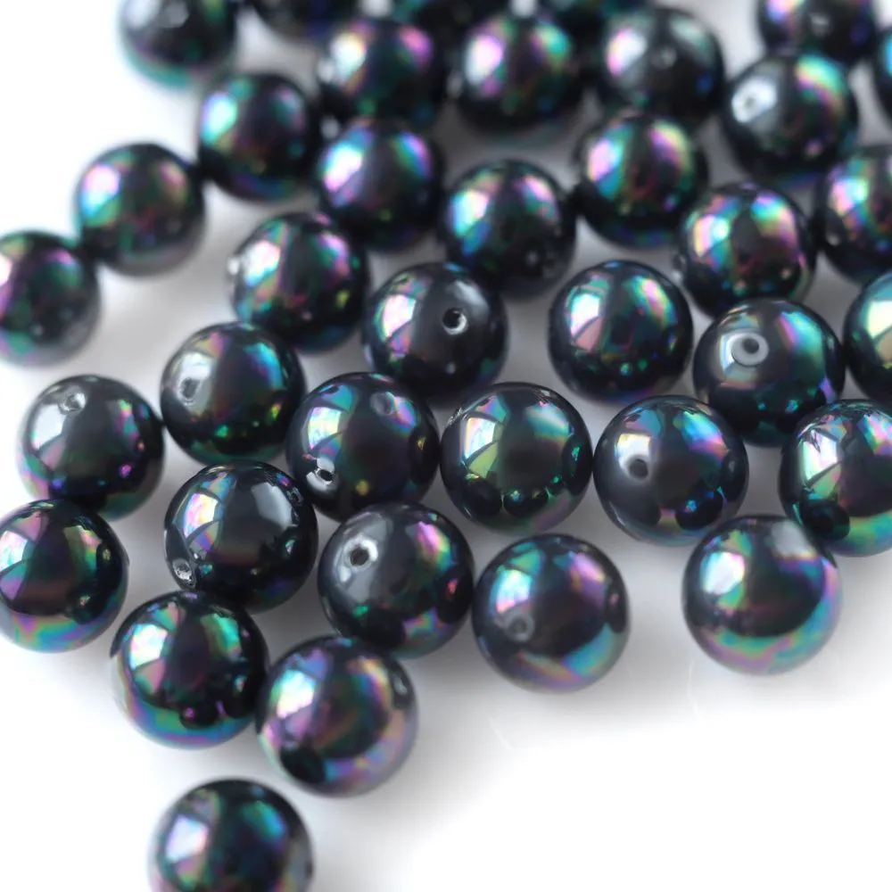 ракушечный жемчуг круглый, класс "а", цвет черный, 10 мм