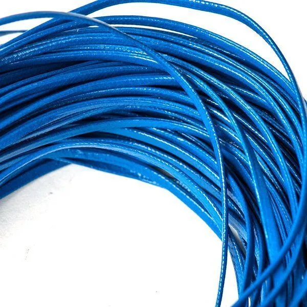 шнур, имитация кожи, плоский, цвет синий, 2х1 мм