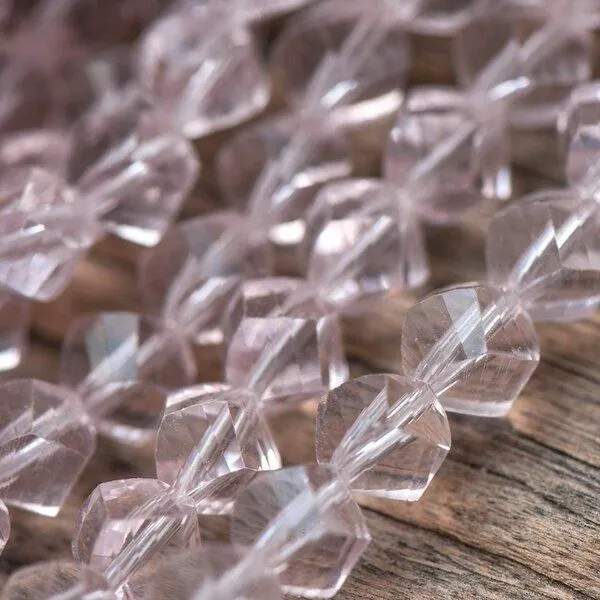 бусина, стекло "яблоко" 8, граненая, цвет розовый, 8х8 мм