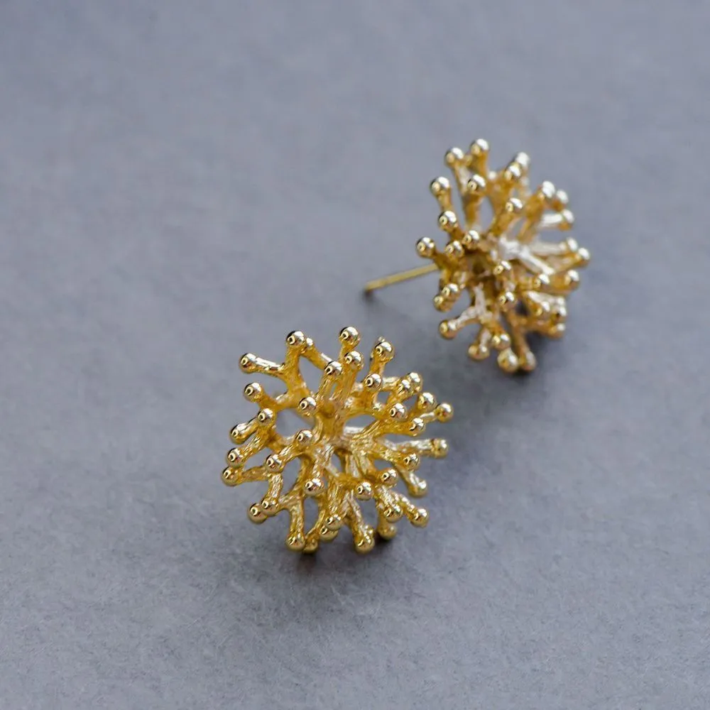 пуссеты "коралл", позолоченные, 20x20 мм