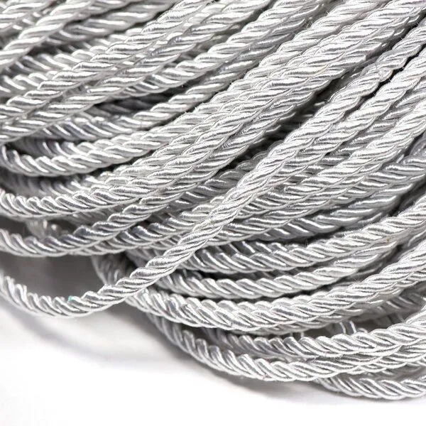 шнур витой из полиэстера, цвет серый 3 мм