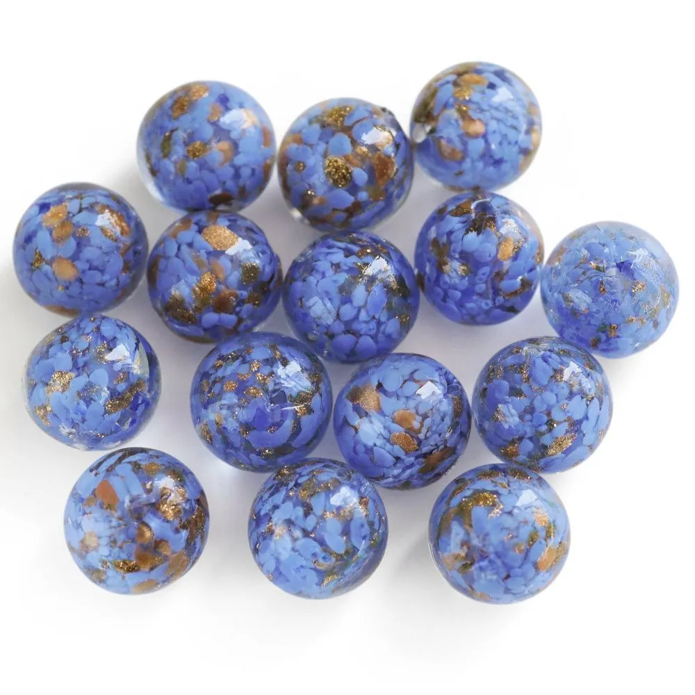 бусина, лэмпворк "росинки", стекло, цвет васильковый, 20x19 мм