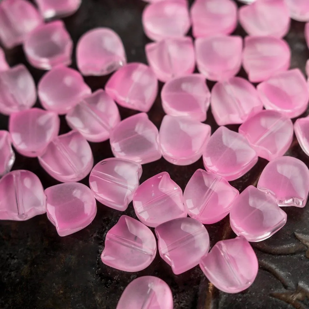 бусина "тюльпан", стекло, цвет розовый, 9 мм