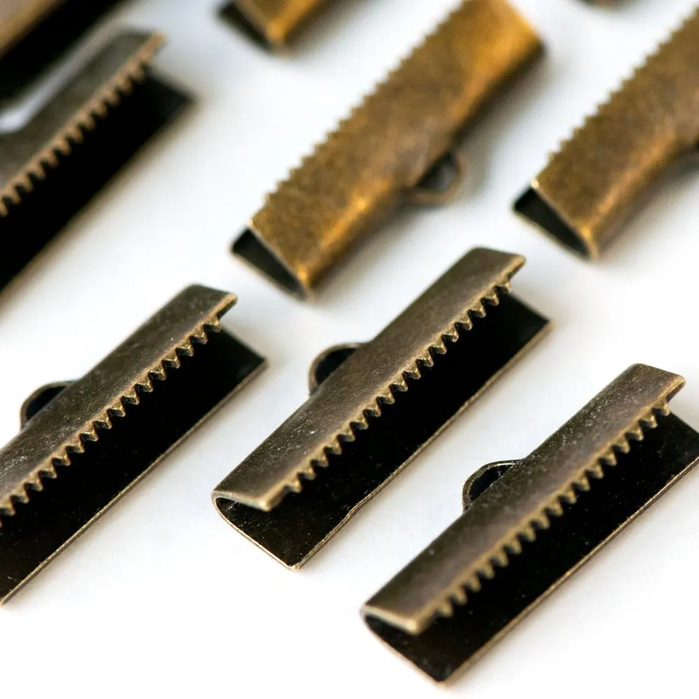 зажим для ленты, цвет античная бронза, 20х4 мм