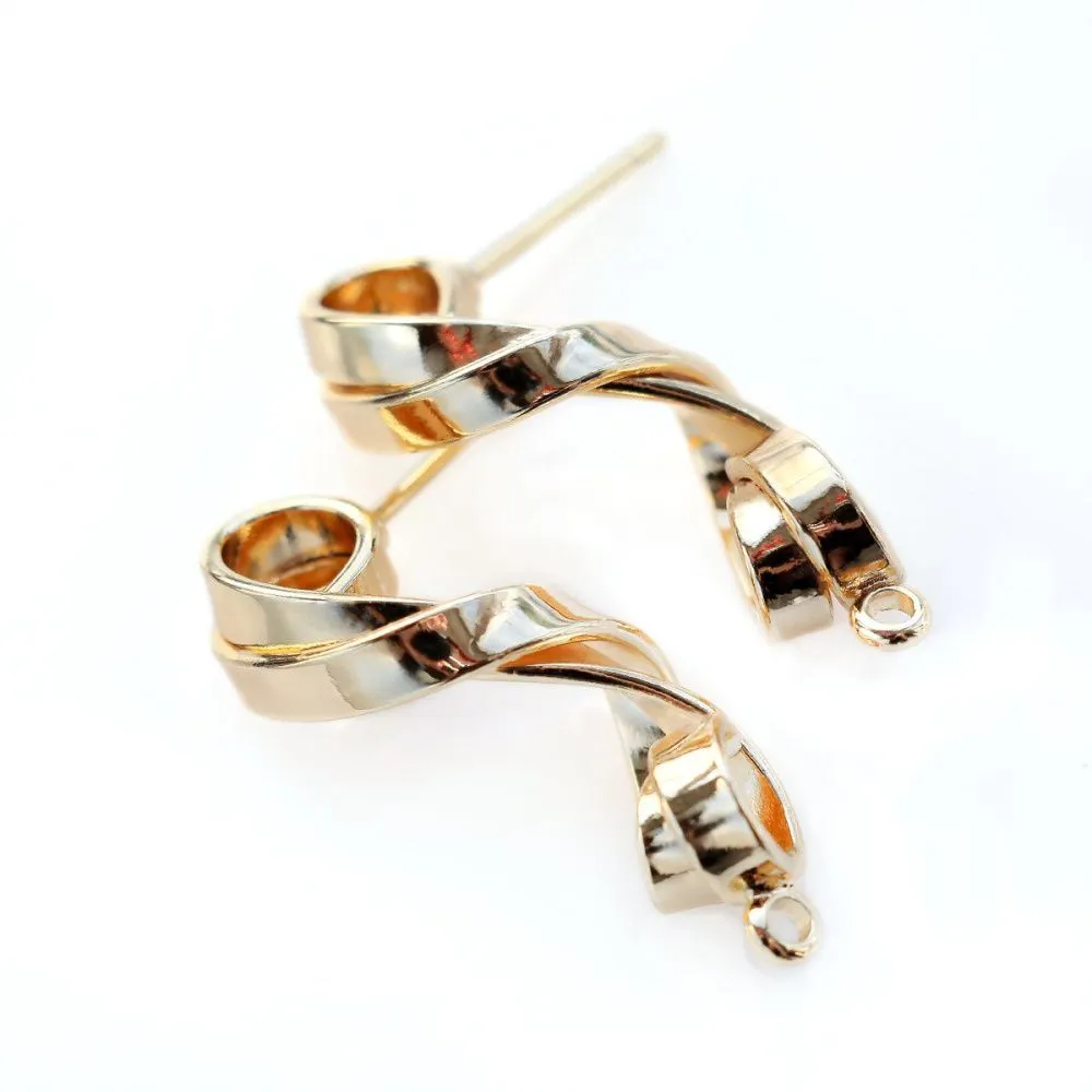 пуссеты "твисти", позолоченные, 28x10 мм