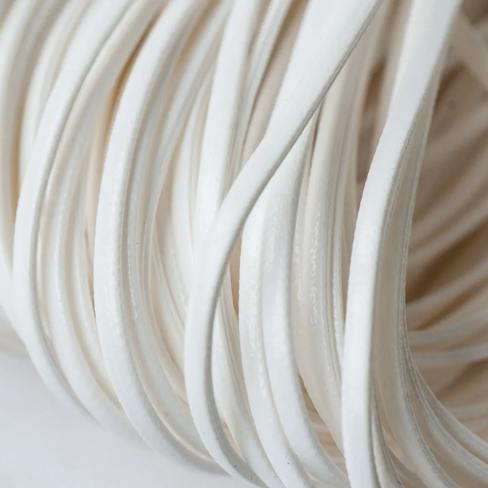 шнур, имитация кожи, плоский, цвет белый, 2х1 мм