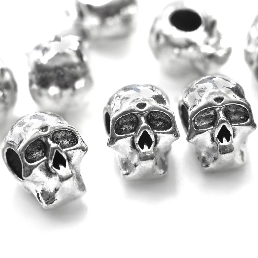 ес бусина металл "черепушка", цвет античное серебро, 13x10x11 мм
