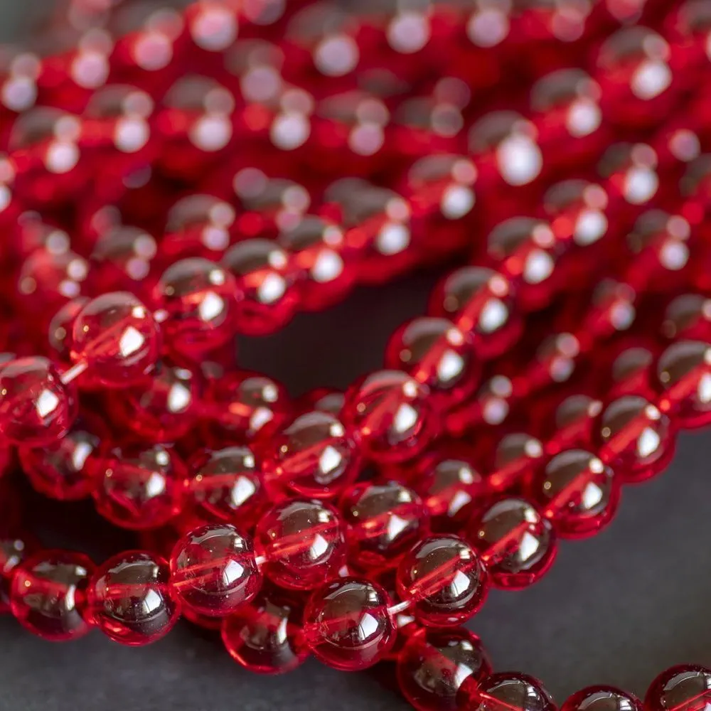 бусина, стекло 10, цвет красный, 10 мм