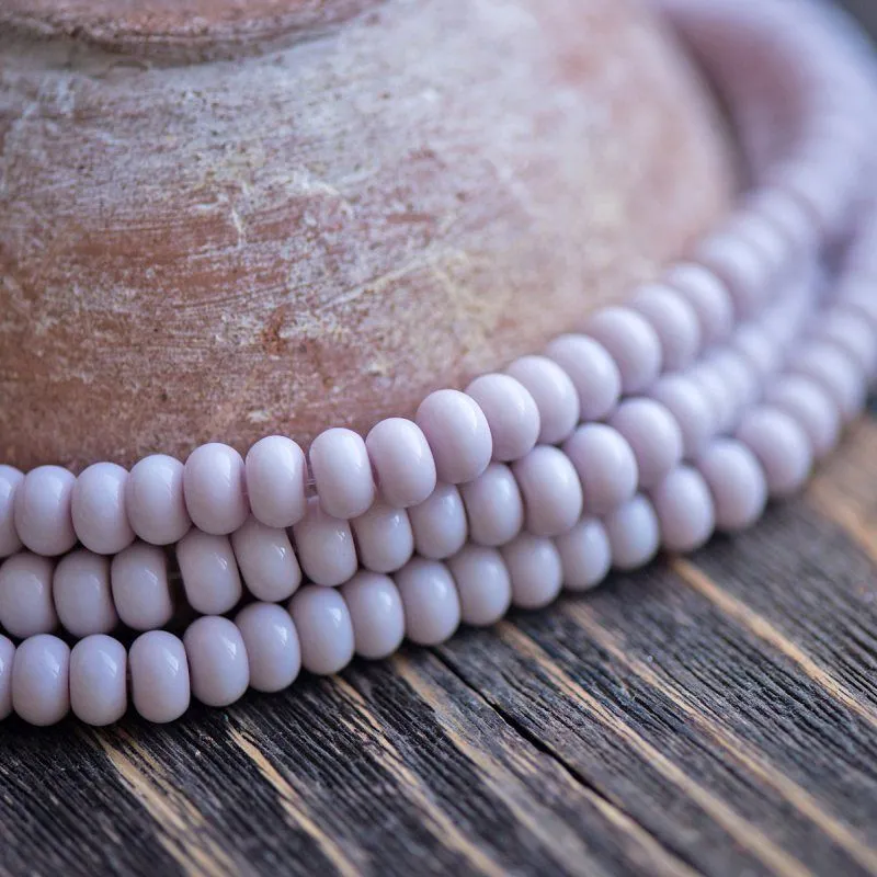 бусина, стекло, абакус, цвет светло-сиреневый, окрашена, 8х5 мм