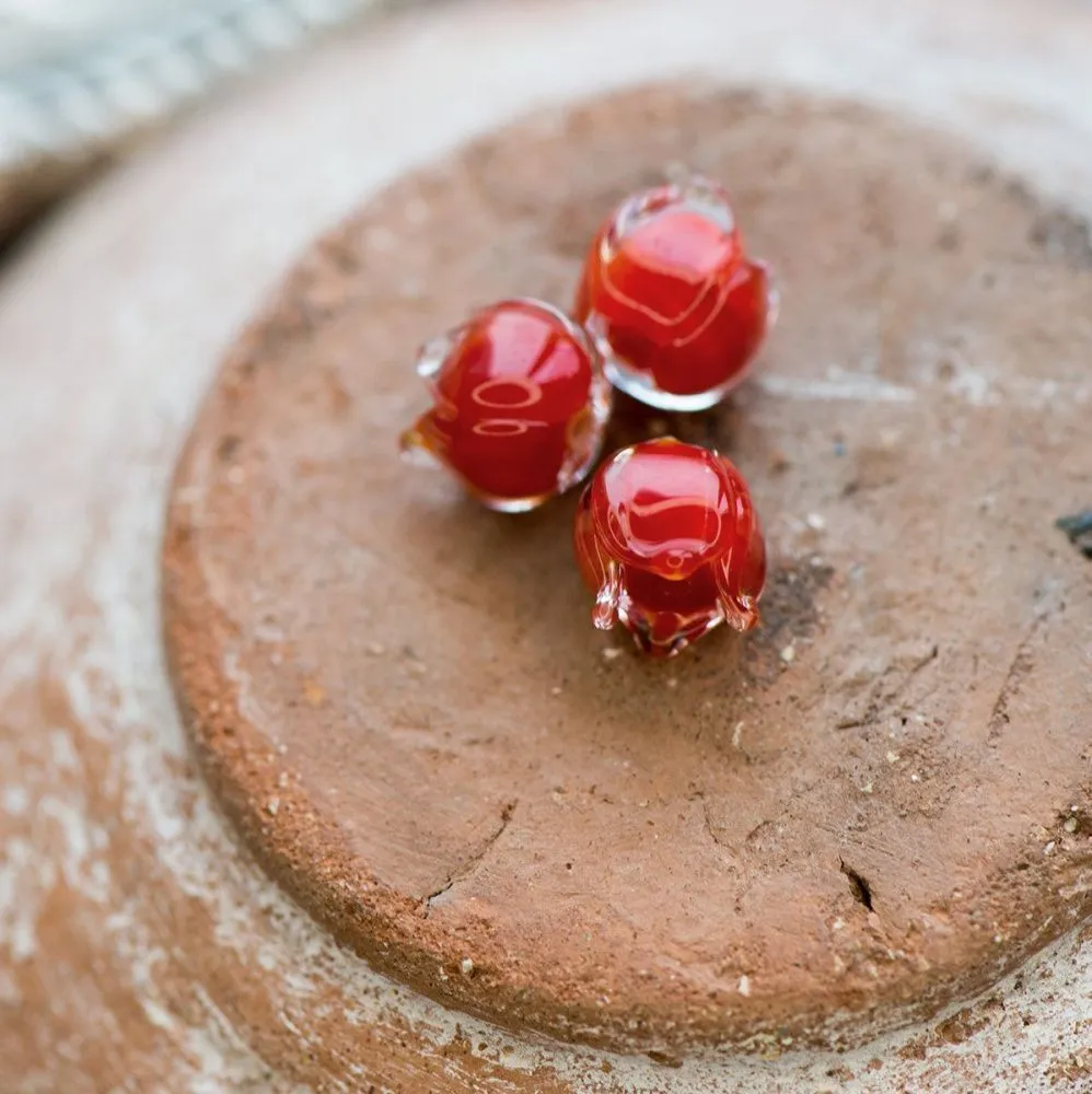 бусина, мурано "ландыш", красный, 7х7 мм