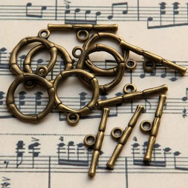 Замочки тоггл "веточка"  цвет античная бронза, 20х17х3 мм