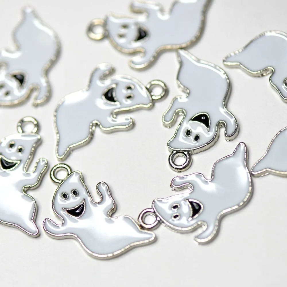 подвеска металлическая "ghost", эмаль, цвет белый, 23x14x1 мм